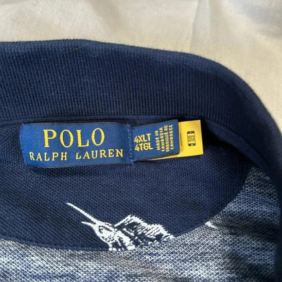 Polo Ralph Lauren Short Sleeve Shirt Navy Blue Classic Fit Marlin Sailfish 4XLT - Picture 6 of 7